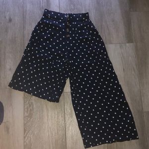 Blue polka dot stretchy pants